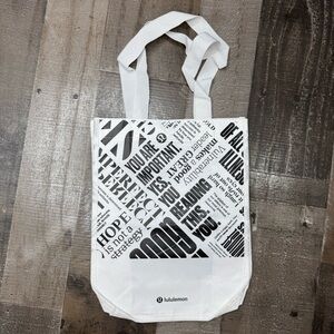 Lululemon Small Reuseable White and Black Logo Tote